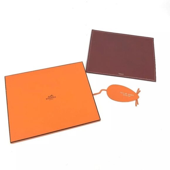 Hermes Other - HERMES Bicolor PC PC interior Logo Mouse Pad Leather Red/Brown